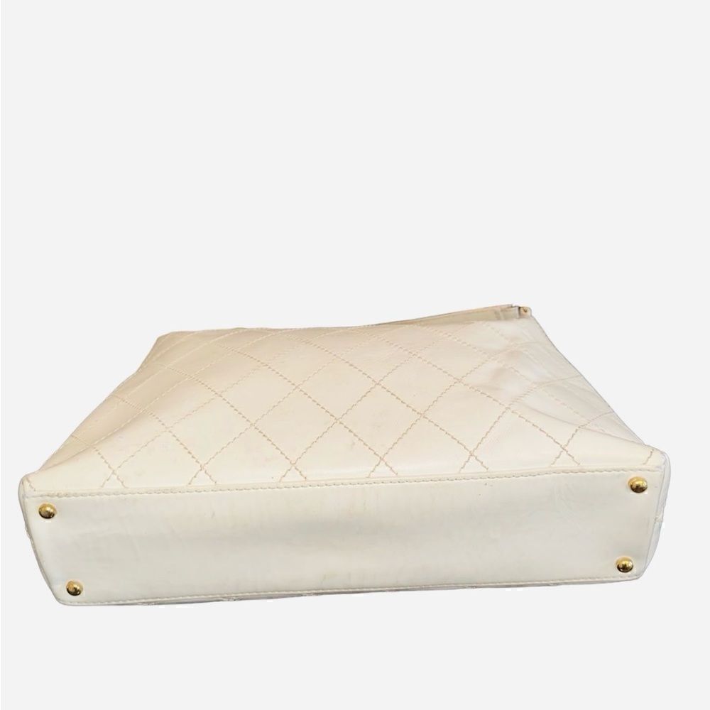 Chanel Wild Stitch Quilted leather white Tote Bag with gold CC logo - Picture 12 of 16
